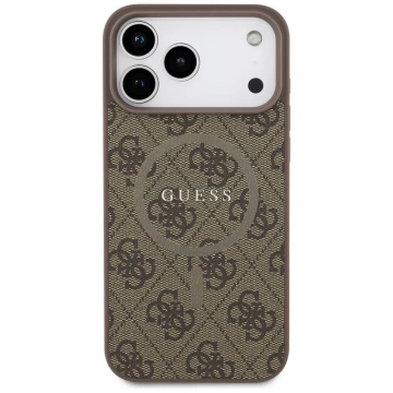 Etui Guess Hardcase 4G Ring Classic Logo MagSafe do iPhone 17 Pro Max brązowe