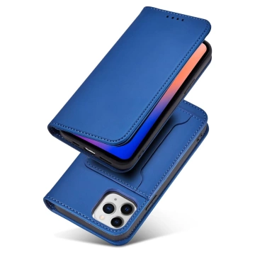 Magnetkartenhülle für iPhone 12 Pro Max Tasche Kartenetui Kartenhalter Blau