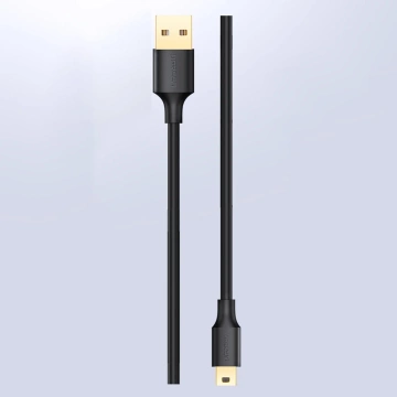 5-pinowy pozłacany kabel UGREEN USB - mini USB 0,5m czarny (US132)