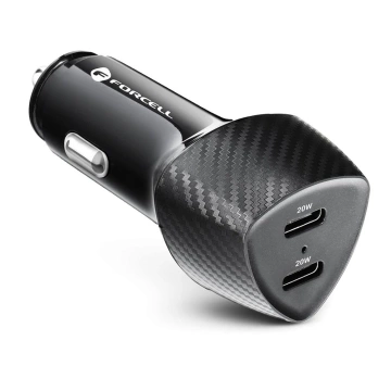 Ładowarka samochodowa FORCELL F-ENERGY Carbon CC50-2C 2 x Typ C PD 3A 40W