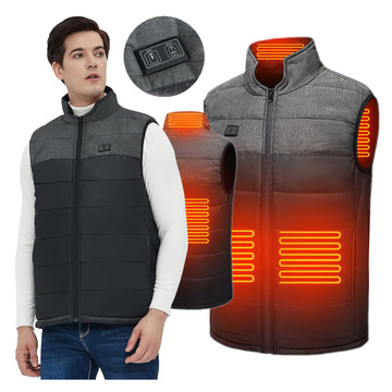 Beheizte Weste, beheizbar, für Damen und Herren, gesteppt, ärmellos, elektrische Jacke, Unisex, Größe M, Winter, warm, Schwarz, Grau