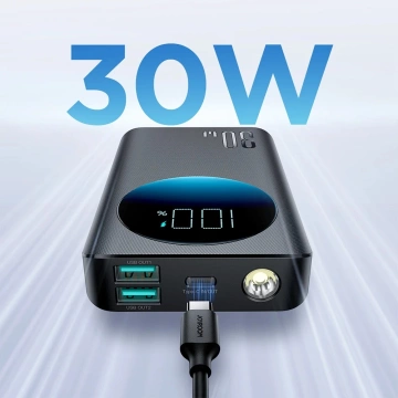 Joyroom JR-PBF01 Powerbank 10000 mAh 30 W PD + latarka + etui – czarny