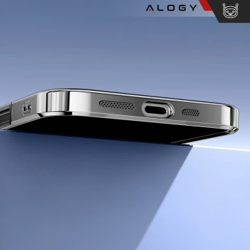 Etui MagSafe Case do Apple iPhone 16 Plus Alogy Glamour Luxury Ring obudowa czarno-przezroczyste + szkło hartowane