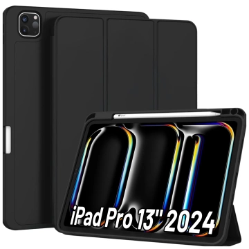 Etui ochronne z rysikiem do Apple iPad Pro 13" 2024 Alogy Book Cover Case obudowa na tablet Czarne + Szkło