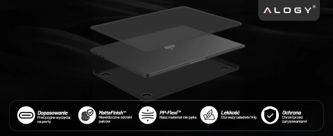 Etui do Apple MacBook Air 13.6 M2 / M3 / M4 (2022, 2023, 2024, 2025) - elastyczna, matowa obudowa ochronna, smukła i odporna na zarysowania – Alogy AirGuard™ Czarny