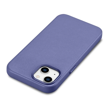 Etui na telefon iCarer Case Leather z naturalnej skóry do iPhone 14 Plus jasnofioletowy (kompatybilne z MagSafe) 