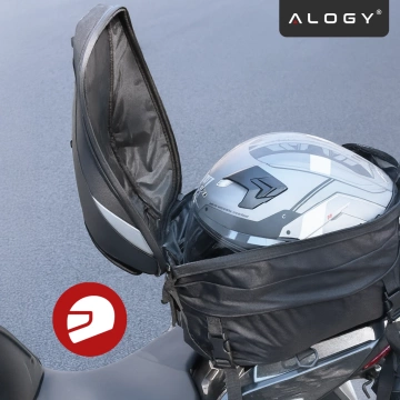 Plecak torba motocyklowa wodoodporna 40L – 5w1 – kufer, podsiodłowa, bagażnikowa, na kask, z pokrowcem, Nylon, torba miejska na motocykl – Alogy RoadMaster™  Czarna