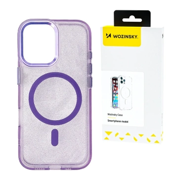 Etui do Samsung Galaxy S25 Wozinsky Glitter MagSafe Fioletowe Brokatowe