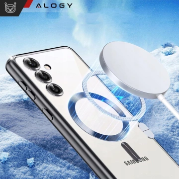 Etui do Samsung Galaxy S25 Alogy LuxeShield™️ Glamour Luxury Ring obudowa z osłoną aparatów Czarne + szkło hartowane