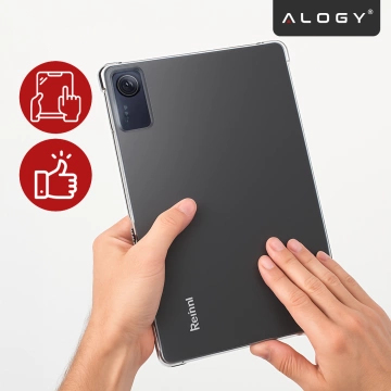Etui Ochronne do Redmi Pad SE 11" 2023, Wzmocnione Narożniki, Smukłe i Lekkie, Antywstrząsowe ShockProof, Alogy FlexiShield™ – Przezroczyste + SZKŁO HARTOWANE