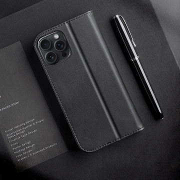 Etui do iPhone 16 Pro Dux Ducis Hivo Skórzane z RFID Czarne