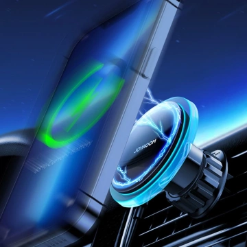Joyroom Magnetische Autohalterung Qi Kabelloses Induktionsladegerät 15 W (MagSafe-kompatibel für iPhone) Lüftungsöffnung Silber (JR-ZS291)