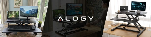 Biurko podstawka do pracy stojącej na biurko z podnoszeniem pneumatycznym 60×80 cm – regulacja wysokości 11–51 cm, dwupoziomowe, składane, idealne do Home Office – Alogy LiftDesk™ Czarne