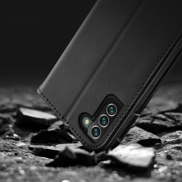 Dux Ducis Hivo skórzane etui z klapką pokrowiec ze skóry naturalnej portfel na karty i dokumenty Samsung Galaxy S22+ (S22 Plus) niebieski