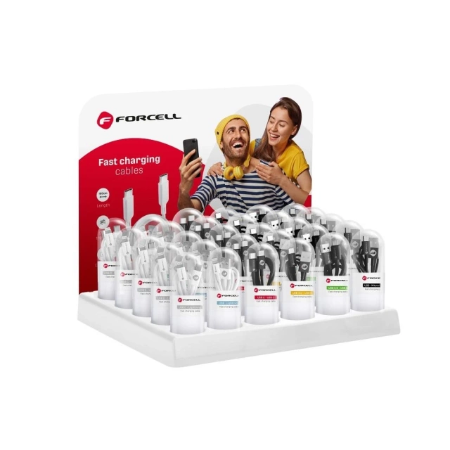 USB-C-auf-USB-C-Kabel Forcell PD 48 W QC 2.0 1 m TPE-Synchronisationsschlauch Schwarz