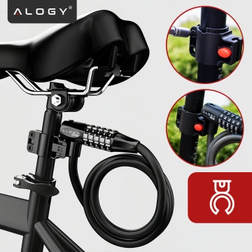 Zapięcie do roweru blokada rowerowa mocna linka 120cm zabezpieczenie rowerowe na kod szyfr kluczyk Alogy czarny