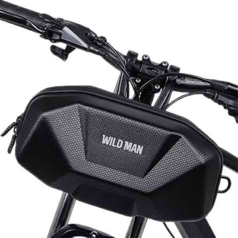 Torba Rowerowa Wildman 3.5L na Kierownicę PU+EVA Wodoodporna Czarna