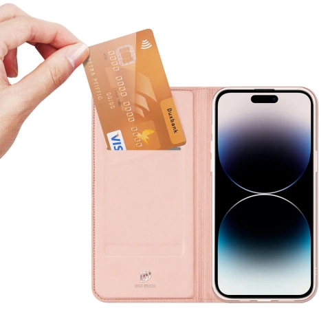 Dux Ducis Skin Pro iPhone 15 Pro Hülle mit Klappe und Geldbörse – Pink