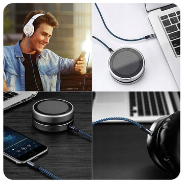 Kabel Audio 2x Mini Jack - Jack 3.5mm długi przewód AUX Oplot mocny 1.5m Niebieski