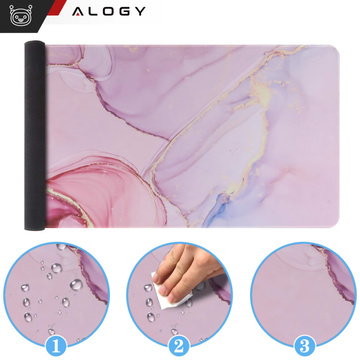 Schreibtischunterlage für Maus und Tastatur. Rutschfeste Gaming-Schutzmatte xxl 88x40 Alogy Marble Pink