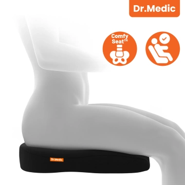  Poduszka na fotel DR.MEDIC ComfySeat™ Ergonomiczna siedzisko biurowe wsparcie kości ogonowej na krzesło do biura auta samochodu Czarna