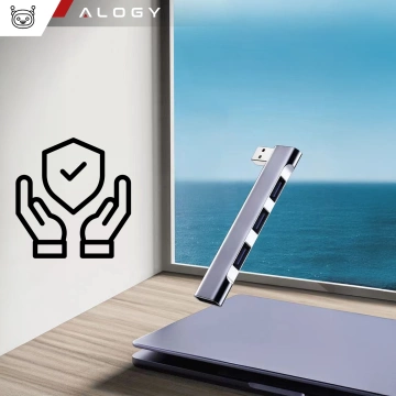 HUB rozdzielacz Alogy Adapter do komputera laptopa z USB-A do 3x USB-A 2.0 1x USB-A 3.0 Szary
