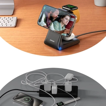 Joyroom 15W 3in1 Wireless Charger Ladestation mit MagSafe - Schwarz