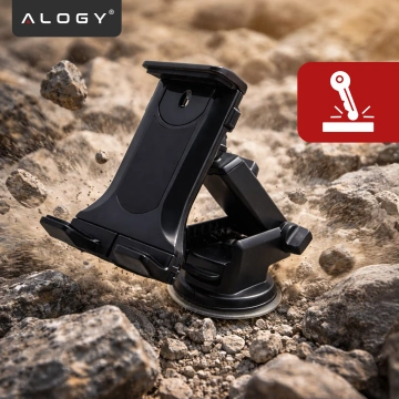 Uchwyt samochodowy na telefon i tablet – 2w1, mocny i stabilny, regulowany 4.7–11”, montaż na szybę i kokpit, pełna regulacja – Alogy DriveMount™ Premium Czarny