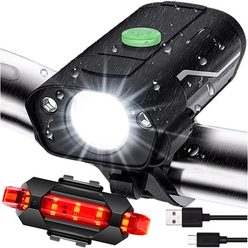 Lampka rowerowa przód + tył LED przednia tylna światło roweru oświetlenie wodoodporna IPX4 USB światełko na rower zestaw lampek Alogy