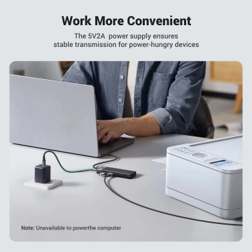 HUB Ugreen CM653 4x USB-A 3.0 5Gb/s zasilanie LED Czarny