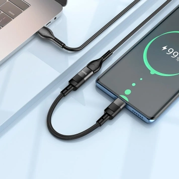 HOCO Adapter OTG Typ C (Męski) Do Lightning (Żeński) 3A U107 0,1 M Czarny