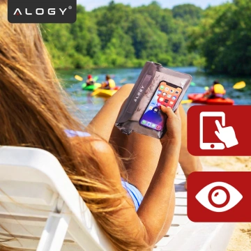 Wasserdichte Tasche Hüfttasche für Telefon Wasserdichte Hülle 21,5 x 23,5 cm Alogy Waterproof Schwarz