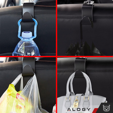 4x Wieszak uchwyt haczyk samochodowy na fotel zagłówek organizer do auta hak Alogy Car Czarny