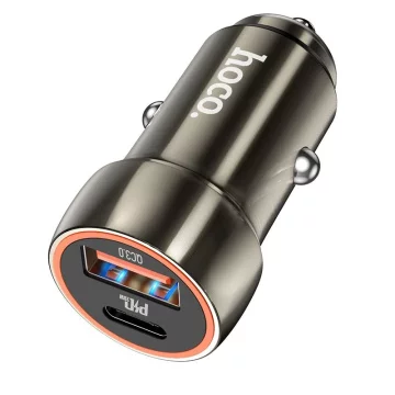 HOCO USB A Typ C PD QC3.0 Autoladegerät 3A 20W Z46A grau