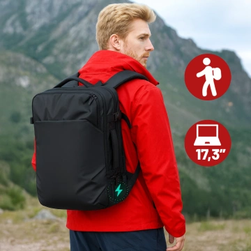 Plecak Podróżny z Przegrodą na Laptopa 17.3" Mark Ryden, Uniwersalny i Wszechstronny, Wodoodporny Bagaż Podręczny do Samolotu z Portem USB, 28L (49×33×12 cm) – Czarny