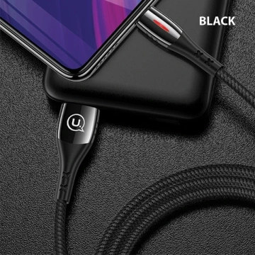 USAMS Kabel pleciony U-Tone microUSB 1.2m Power-off 2A Fast Charging czarny
