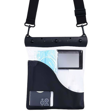 Wasserdichte Hülle für Telefon, 7,2 Zoll, Tasche mit Schultergurt, universell, groß, wasserdicht, 23 x 25 cm, Schwarz