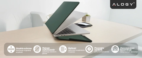 Etui do Apple Macbook Air 15 2023-2025 (M2/M3/M4) – elastyczna, matowa obudowa ochronna, lekka i odporna – Alogy AirGuard™ Zielony