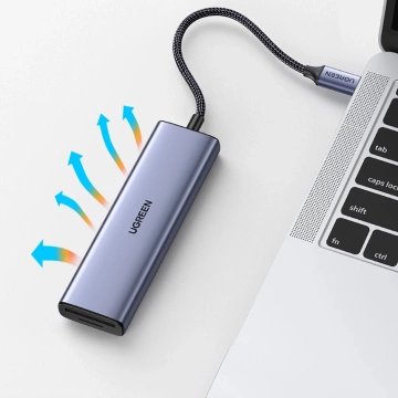 HUB 6w1 Ugreen CM511 USB-C HDMI 3xUSB-A SD TF 5Gb/s 4K Szary
