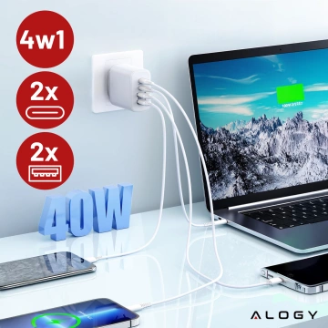HUB-Splitter Alogy-Adapter für Computer-Laptop mit USB-C auf 3x USB-A 2.0 1x USB-A 3.0 Grau