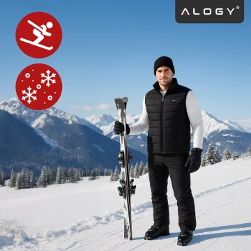 Kamizelka grzewcza z 28 strefami – 4-stopniowa regulacja temperatury, zasilanie USB, idealna na zimę i aktywności outdoor – Alogy ThermoVest™ Czarna (L)