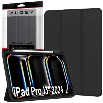 Etui ochronne z rysikiem do Apple iPad Pro 13" 2024 Alogy Book Cover Case obudowa na tablet Czarne