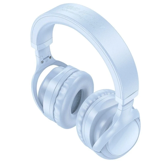 Słuchawki bezprzewodowe nauszne błękitne Bluetooth HOCO W48 LED RGB Niebieskie