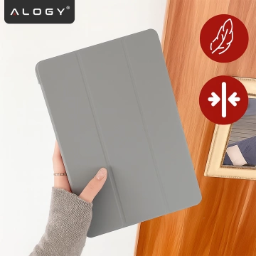 Etui do Apple iPad 11gen. 11" 2025 / 10gen. 10.9" 2022 Ochronne Hybrydowe z Miejscem na Rysik, Składana Okładka, Funkcja Podstawki, Alogy HybridBook™ Case  – Szare