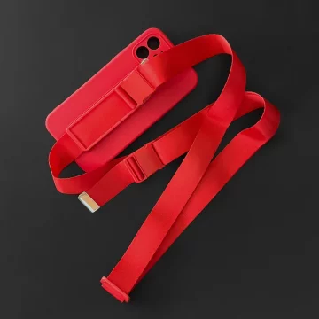 Rope case żelowe etui ze smyczą łańcuszkiem torebka smycz iPhone 13 Pro fioletowy