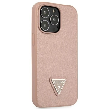 Guess GUHCP14XPSATLP Hülle für Apple iPhone 14 Pro Max 6,7" rosa/rosa Hardcase SaffianoTriangle Logo