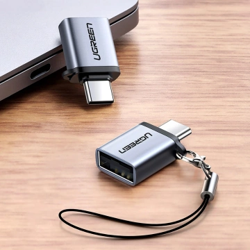 Adapter Ugreen US270 USB-C do USB-A 3.0 OTG ze smyczą 5Gb/s Szary