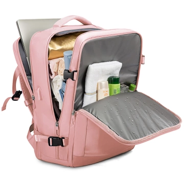Bange Wasserdichter Rucksack für Laptops bis 15,6 Zoll, 46 x 31,5 x 20 cm, ideal für Stadt, Reisen, Arbeit und Flugreisen, mit USB-Anschluss, Pink