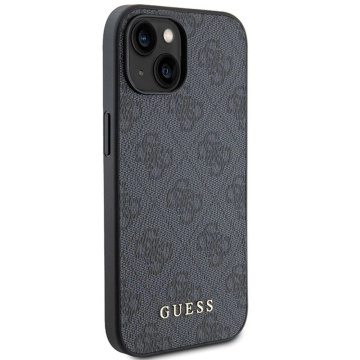 Original GUESS Hardcase GUHCP15SG4GFGR Hülle für iPhone 15 (4G Metalllogo / grau)