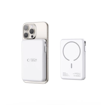 Powerbank magnetyczny z przewodem PB31 Lifemag Magsafe Power Bank 10000 mAh (Typ C + Lightning) Biały